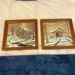 Vintage KayDee 100% pure linen handprints set of two